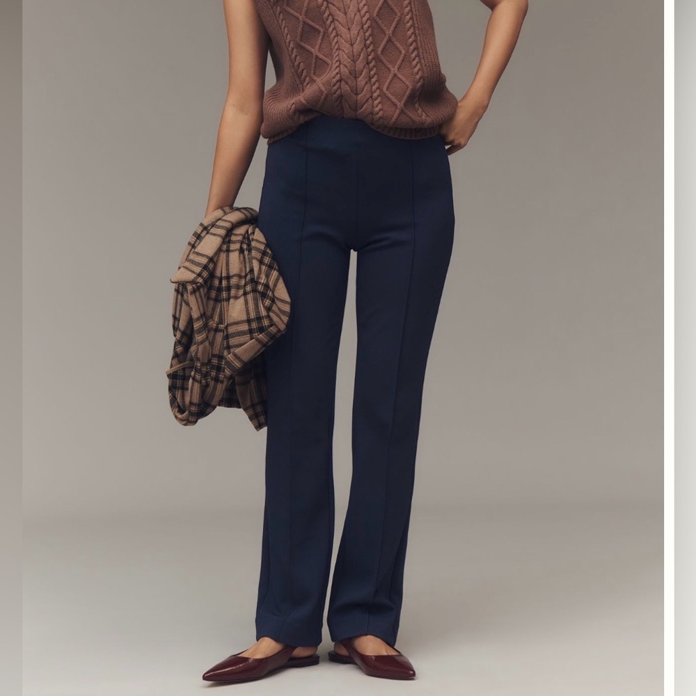 Maeve Navy Kick Flare Pull On Pants